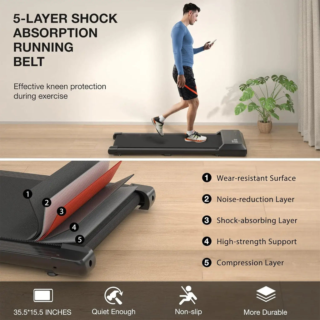 Superun 2-in-1 Walking Treadmill | 2.5HP Quiet Motor | Under-Desk Pad for Home & Office