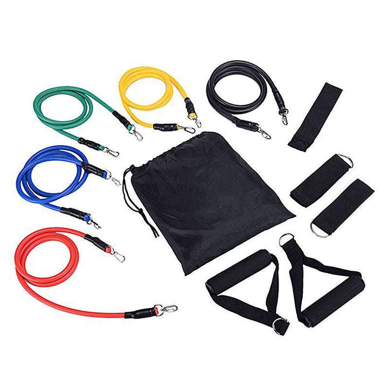 11-Piece Resistance Training Set – Tension Straps, Handles & Ankle Straps