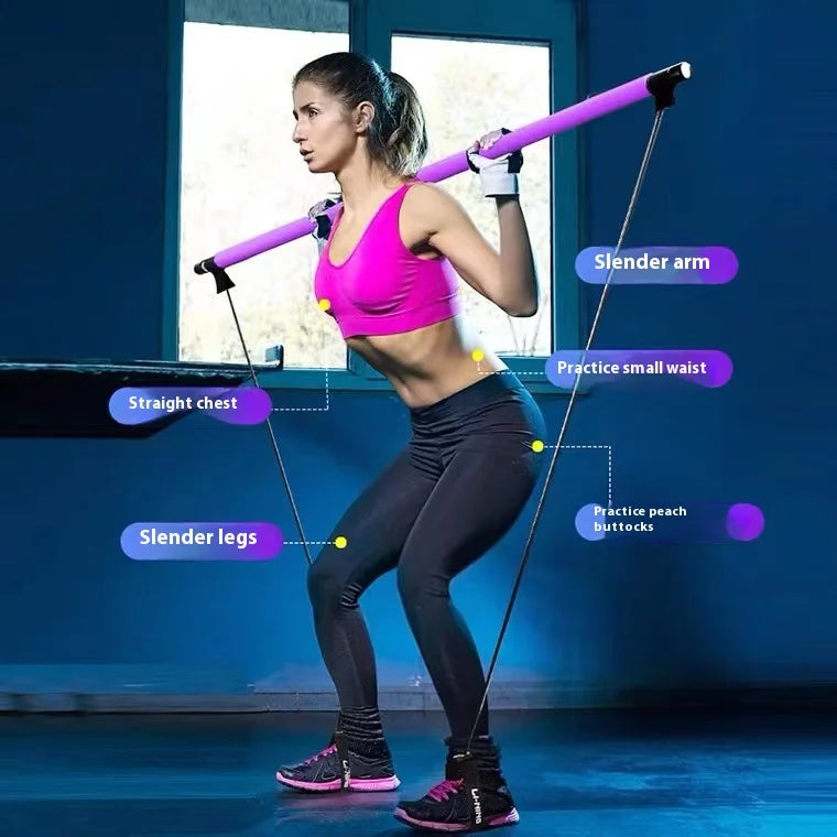 Pilates Stick - Adjustable Fitness Bar for Home Workout.