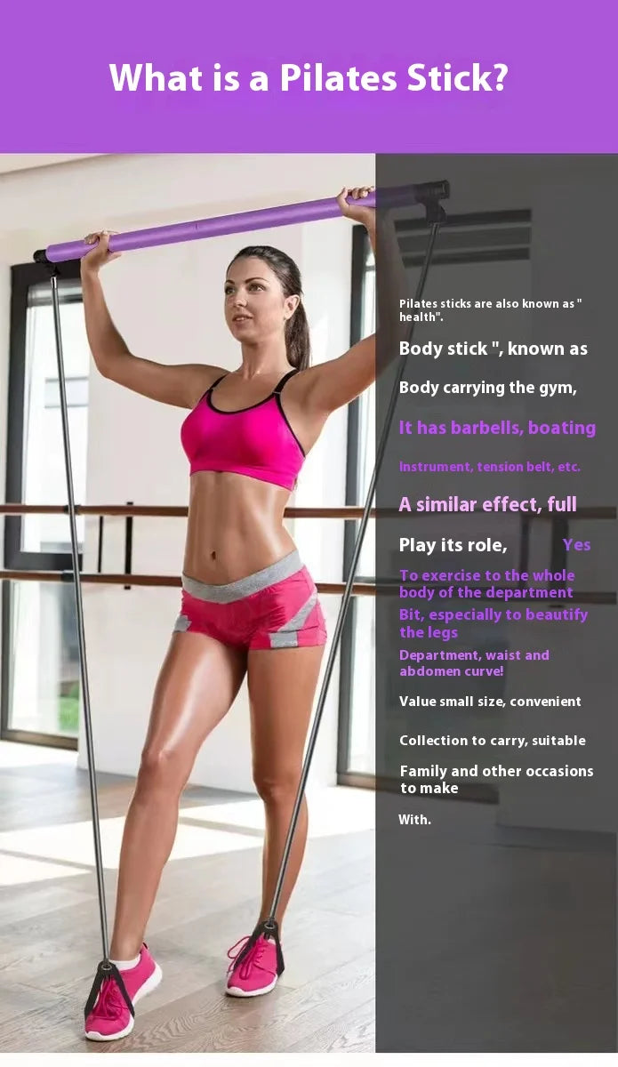 Pilates Stick - Adjustable Fitness Bar for Home Workout.
