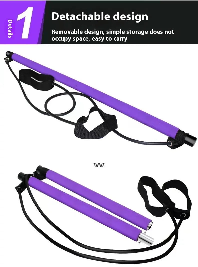 Pilates Stick - Adjustable Fitness Bar for Home Workout.