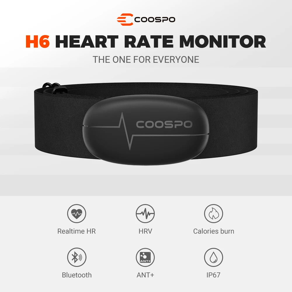 COOSPO H6M Chest Heart Rate Monitor – Bluetooth & ANT+