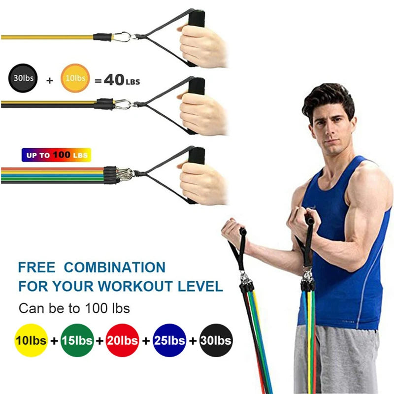 11-Piece Resistance Band Set – Pull Rope, Ankle Strap & Chest Expander