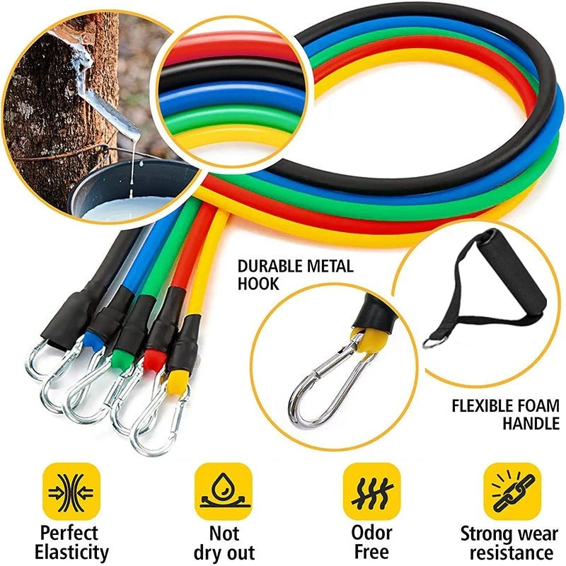 11-Piece Resistance Band Set – Pull Rope, Ankle Strap & Chest Expander