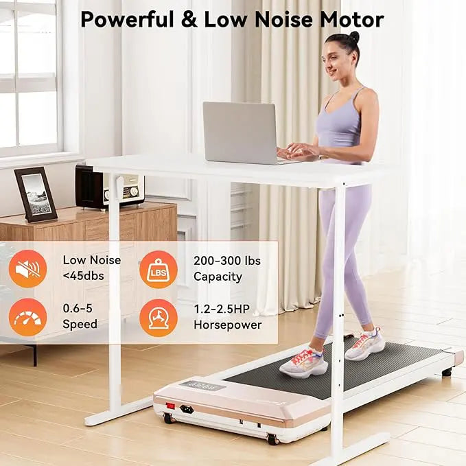 Superun 2-in-1 Walking Treadmill | 2.5HP Quiet Motor | Under-Desk Pad for Home & Office