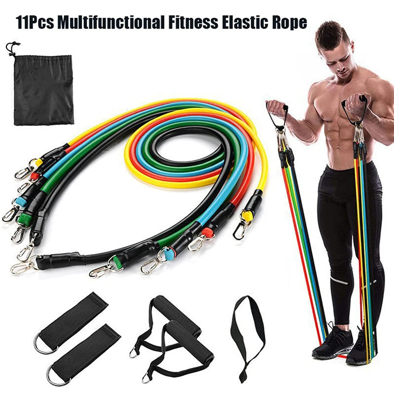 11-Piece Resistance Training Set – Tension Straps, Handles & Ankle Straps