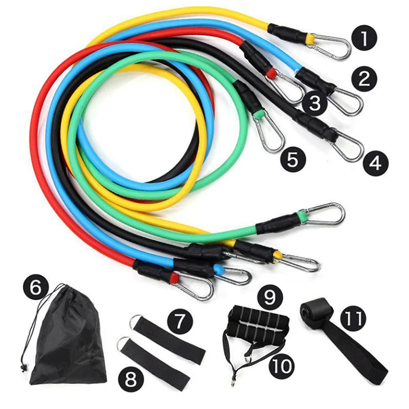 11-Piece Resistance Training Set – Tension Straps, Handles & Ankle Straps