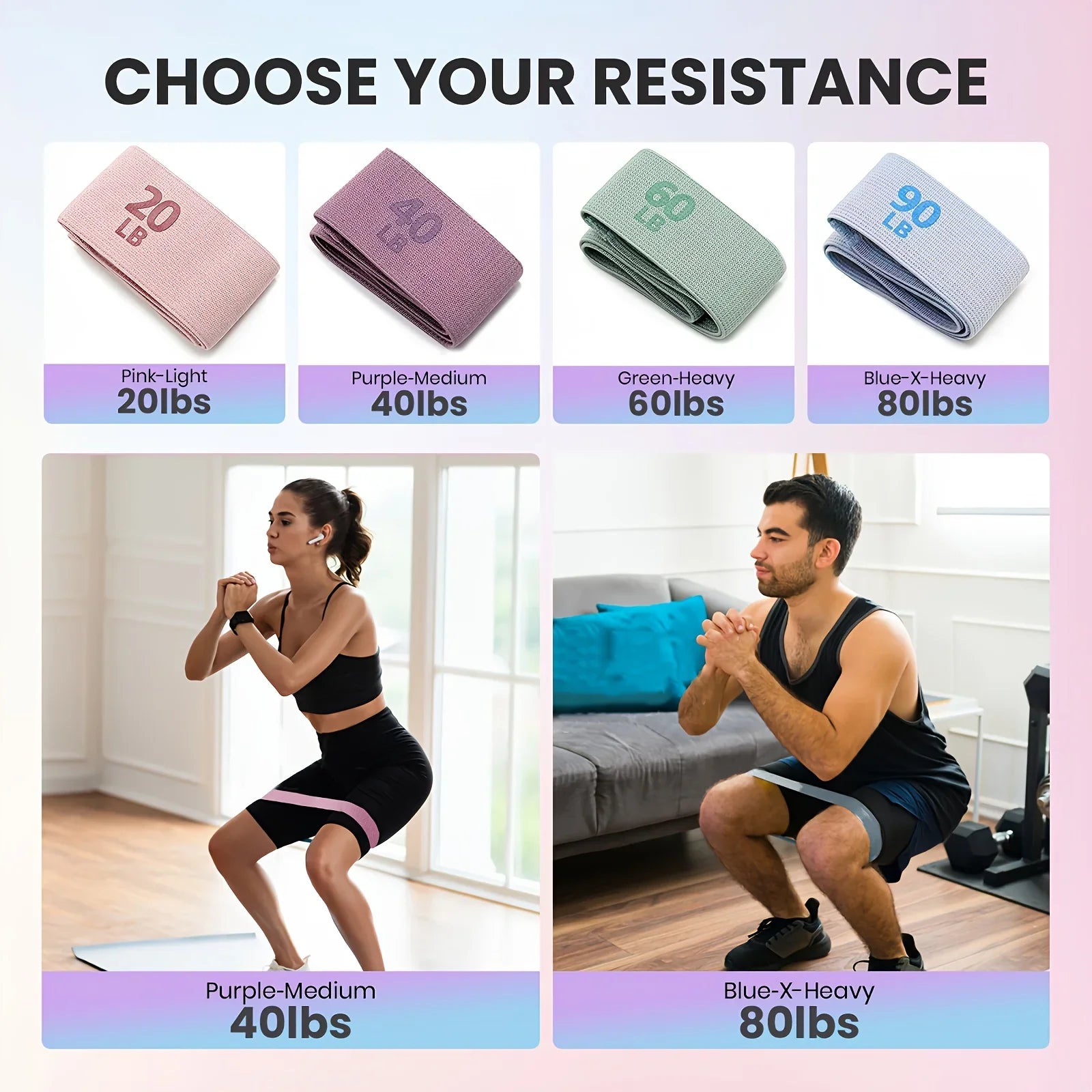Fabric Resistance Band – Hip & Glute Training (20–90lb)