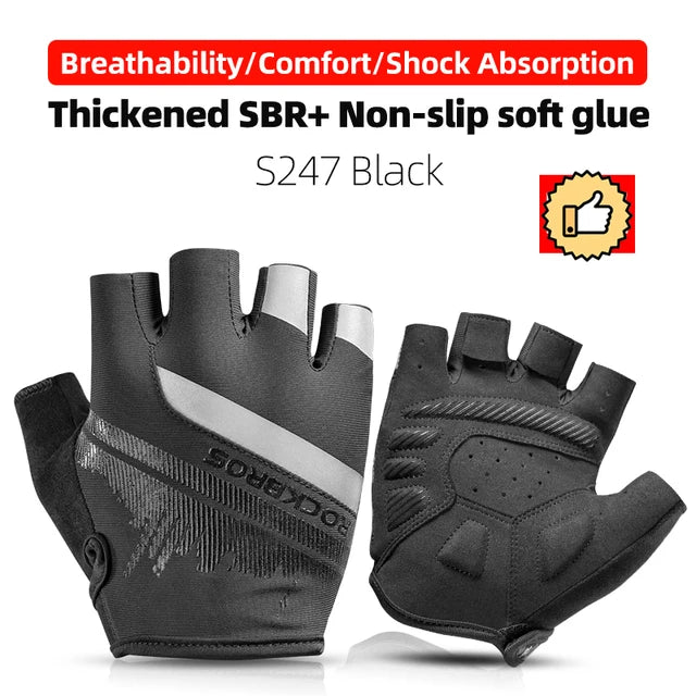 ROCKBROS Half-Finger Cycling Gloves - Breathable & Shockproof