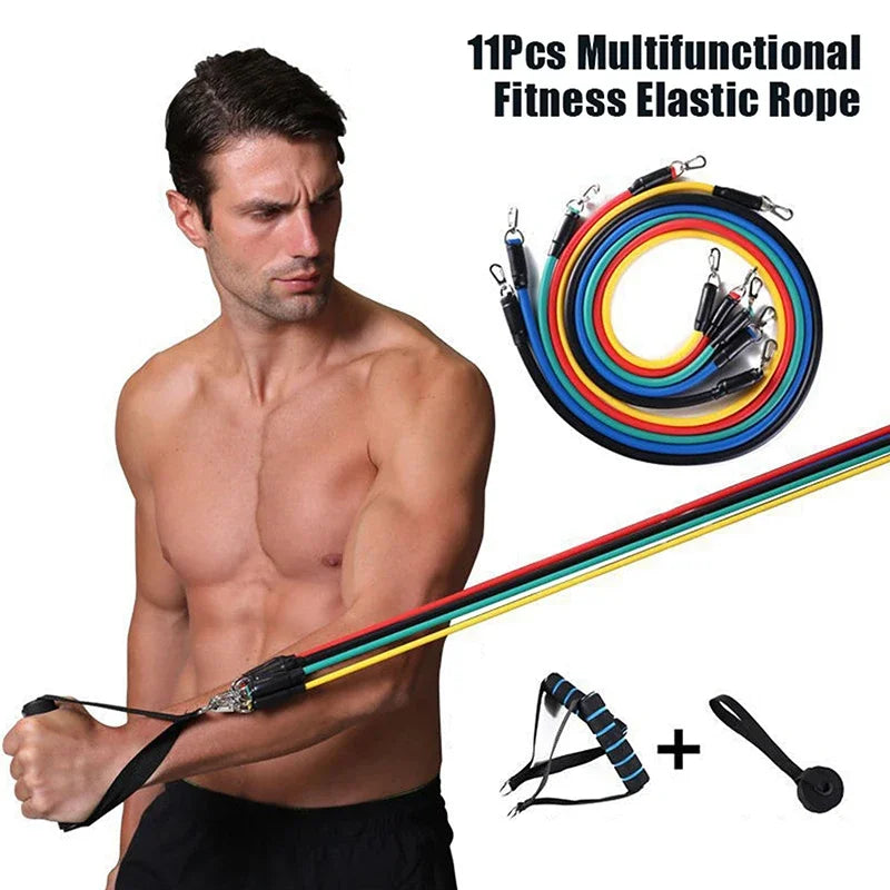 11-Piece Resistance Training Set – Tension Straps, Handles & Ankle Straps