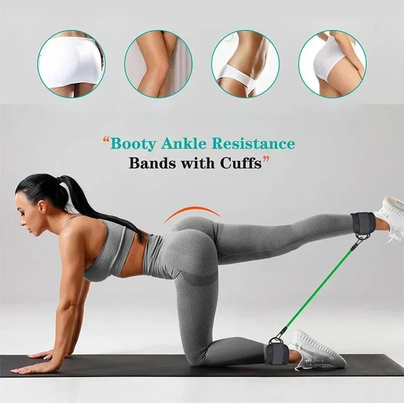 Ankle Straps & Resistance Bands Set – Gym, Yoga & Home Workouts