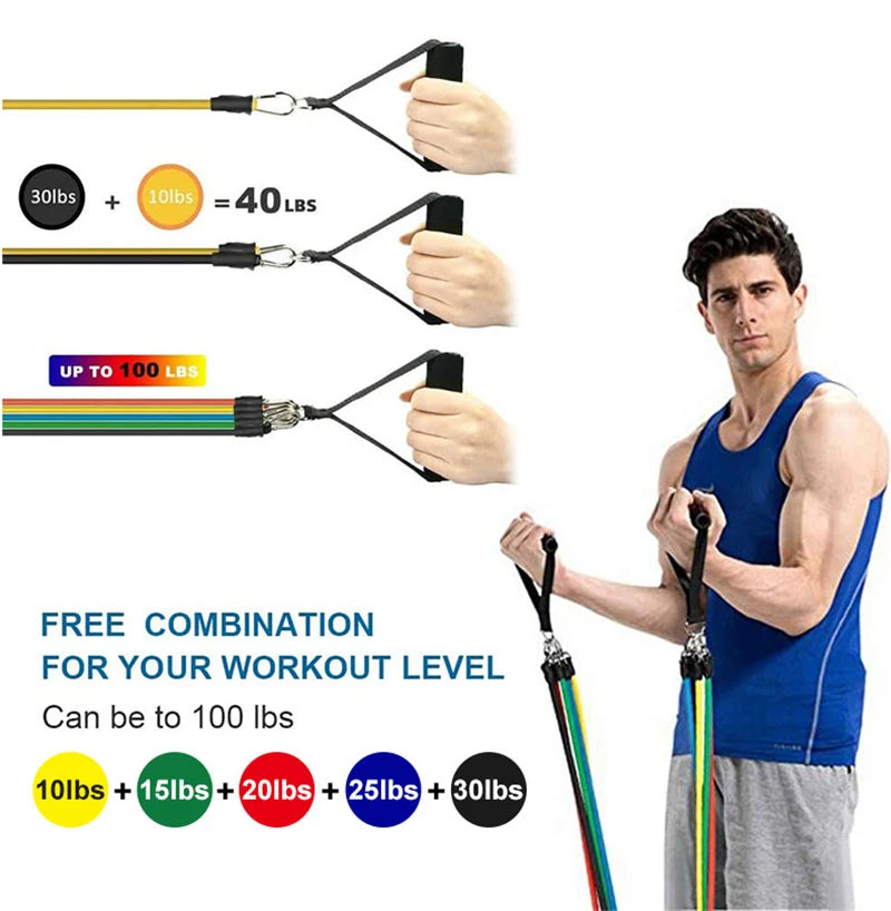 11-Piece Resistance Band Set – Pull Rope, Ankle Strap & Chest Expander