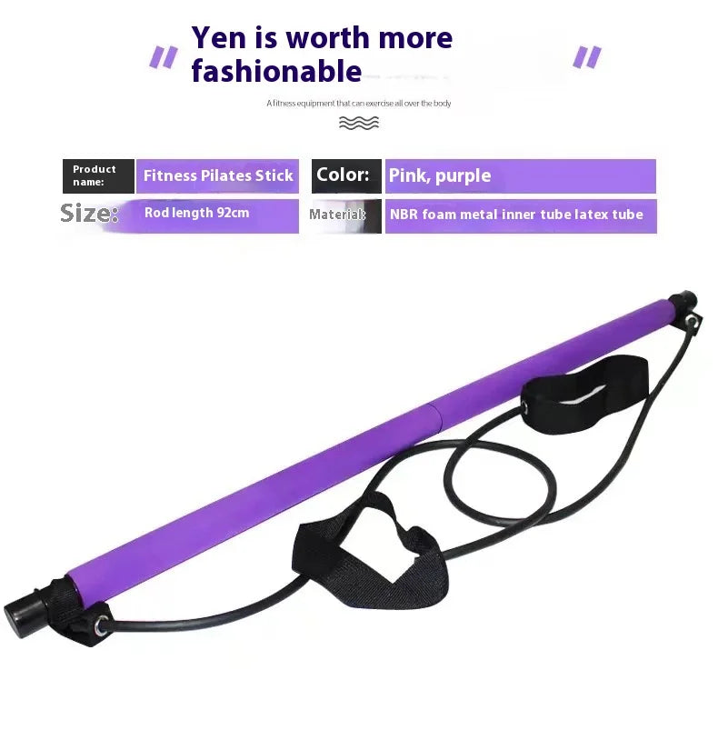 Pilates Stick - Adjustable Fitness Bar for Home Workout.