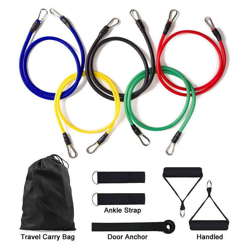 11-Piece Resistance Band Set – Pull Rope, Ankle Strap & Chest Expander