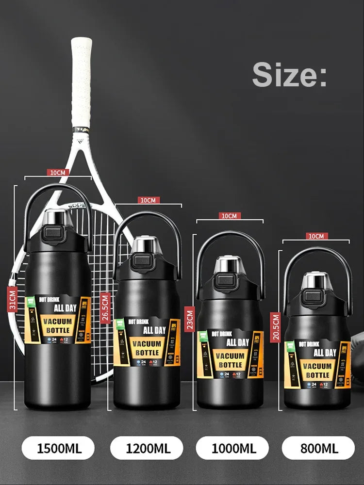 Insulated Stainless Steel Thermos Bottle | 800ml–1500ml | Hot & Cold 24hrs