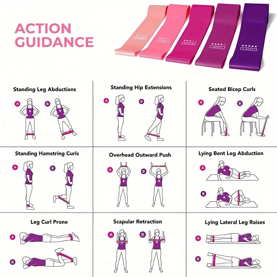 Resistance Band Set – 5-Piece Fitness Exercise Bands for Home & Gym